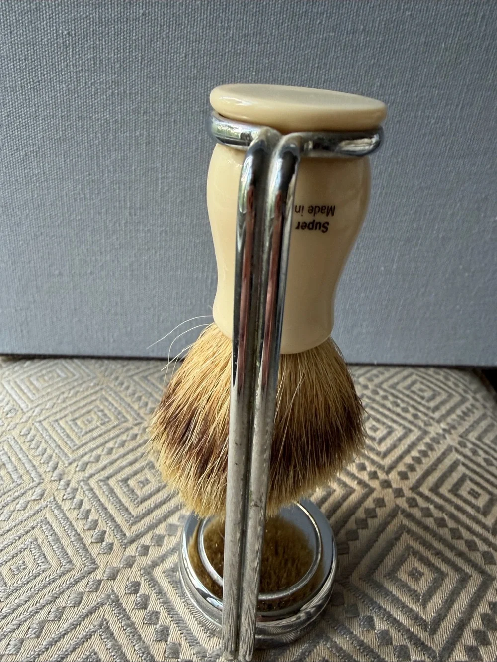 Ivory Shaving Brush – super Badger England With Stand/ Merchant Rhoades